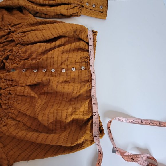 Free People Hailey Crop L/S Midriff Blouse Carmel Size S NWT - Picture 8 of 12